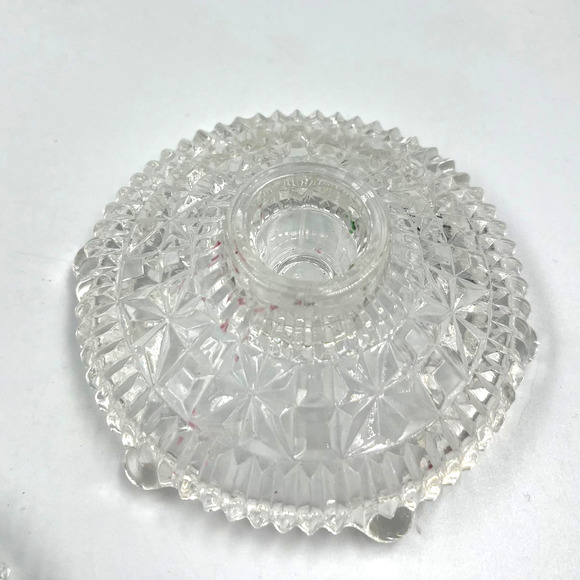 Vintage Pressed Clear Glass Round Footed Candlestick Taper Candle Holder 3 Piece - Picture 5 of 7